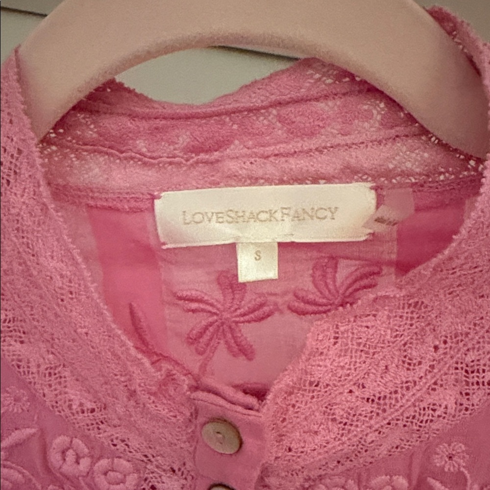 LoveShackFancy pink blouse